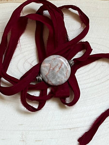 Porcelain Jasper Sari Silk Wrap Bracelet