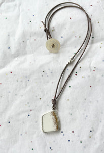 Vintage Bone Chine White & Gold Necklace