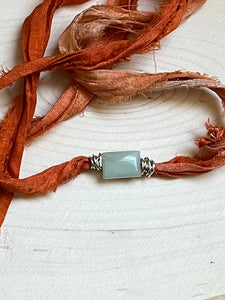 Aventurine Sari Silk Wrap Bracelet