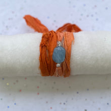 Load image into Gallery viewer, Aquamarine Sari Silk Wrap Bracelet