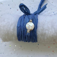 Load image into Gallery viewer, Pearl Sari Silk Wrap Bracelet