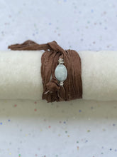 Load image into Gallery viewer, Aquamarine Sari Silk Wrap Bracelet
