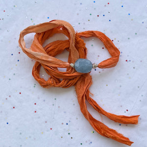 Aquamarine Sari Silk Wrap Bracelet