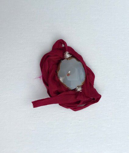 Gray Jasper Sari Silk Wrap Bracelet