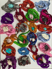 Load image into Gallery viewer, Gray Jasper Sari Silk Wrap Bracelet