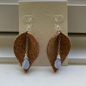 Cork & Blue Lace Agate Earrings