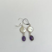 Load image into Gallery viewer, Calm Pearl &amp; Amethyst Earrings